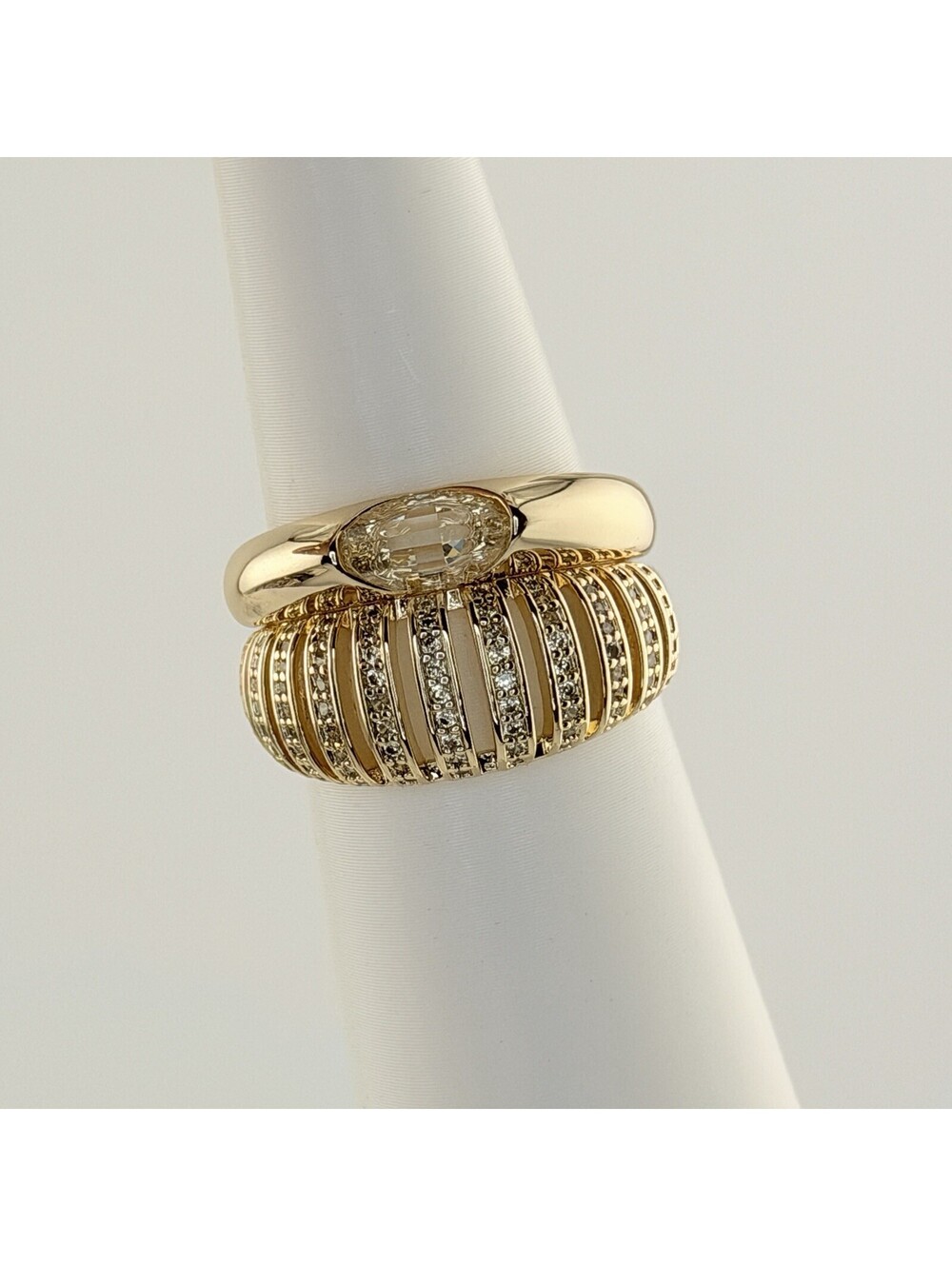 Bomb Party November 2pc Ring Sz 9 "Grace Made Tangible" Citrine on Yellow Gold
